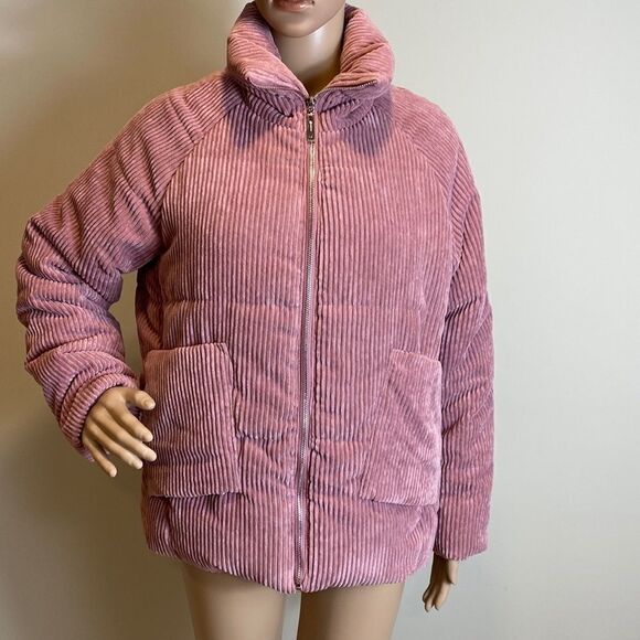 JouJou Pink winter corduroy puffer jacket size S - Picture 1 of 10